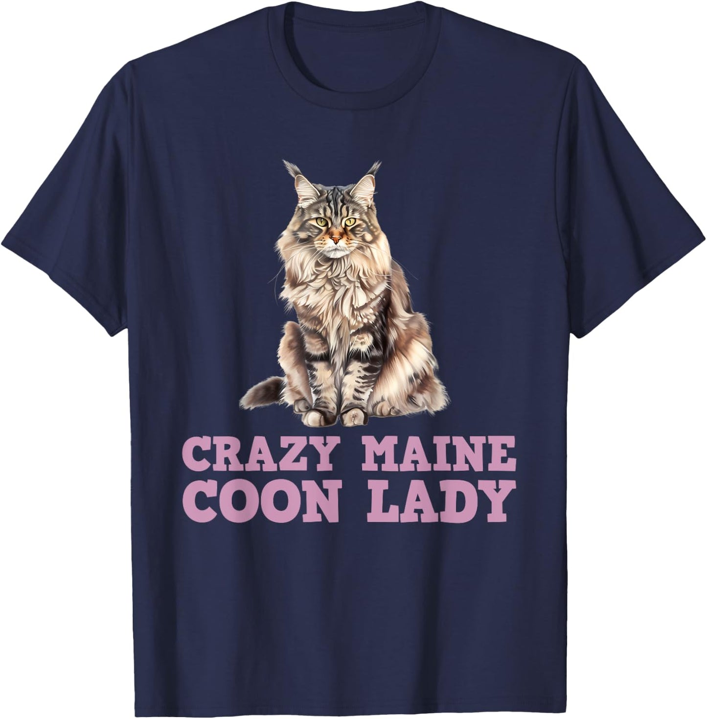 Maine Coon Mama CRAZY MAINE COON LADY Funny Women T-Shirt - T-Shirt | Navy