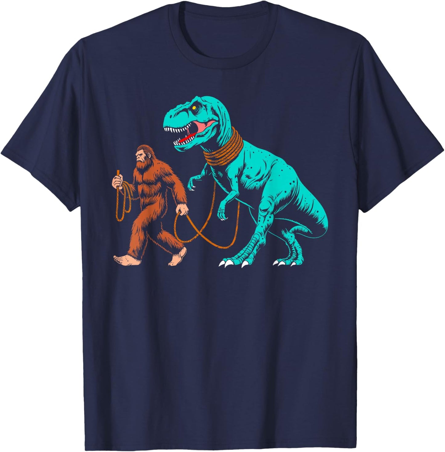 Bigfoot walking the dinosaur sasquatch Walk t rex kids boys T-Shirt - T-Shirt | Navy