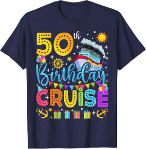 50th Birthday Cruise Cruising Lover 50 Years Old Bday Party T-Shirt - T-Shirt | Navy