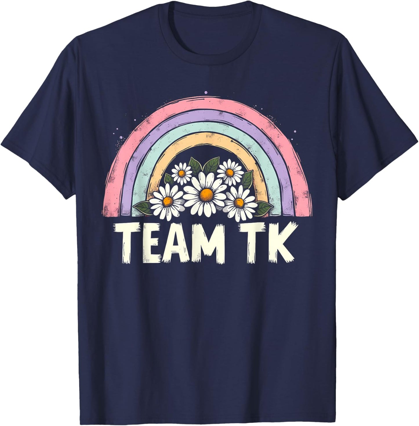 Team TK Retro Teacher Daisy Colorful - TK School Back Design T-Shirt - T-Shirt | Navy