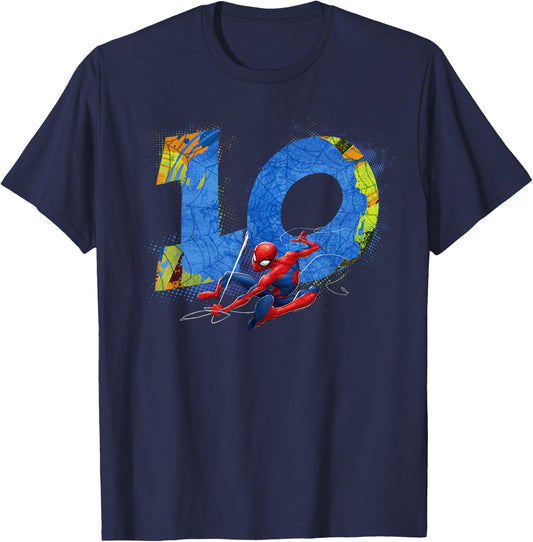 Marvel Super Heroes Spider-Man 10 Year Old Tenth Birthday T-Shirt - T-Shirt | Navy