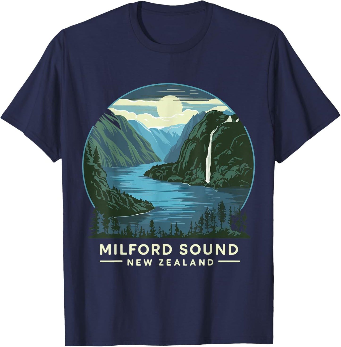 New Zealand Milford Sound Hiking Costume Fjord Hike T-Shirt - T-Shirt | Navy