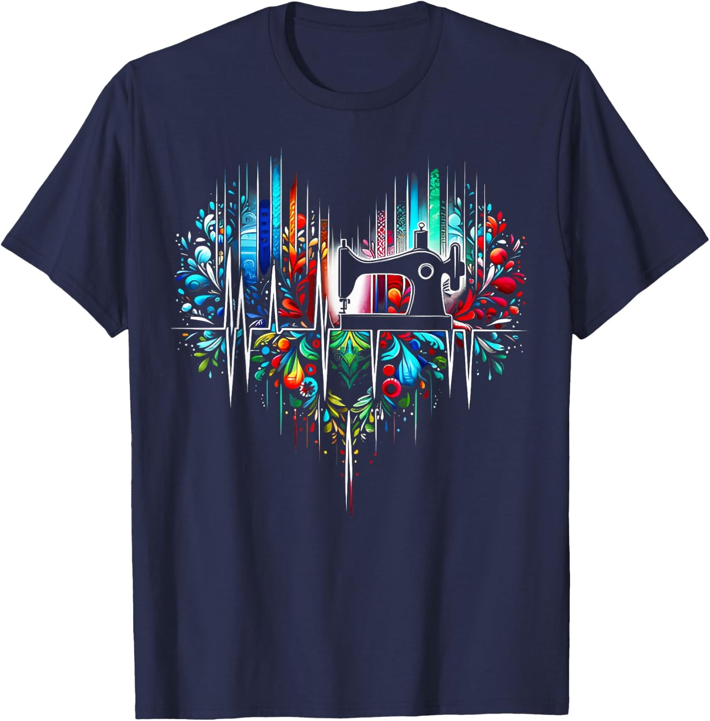Sewing is My Heart Funny Quilting Sewing Fabric T-Shirt - T-Shirt | Navy
