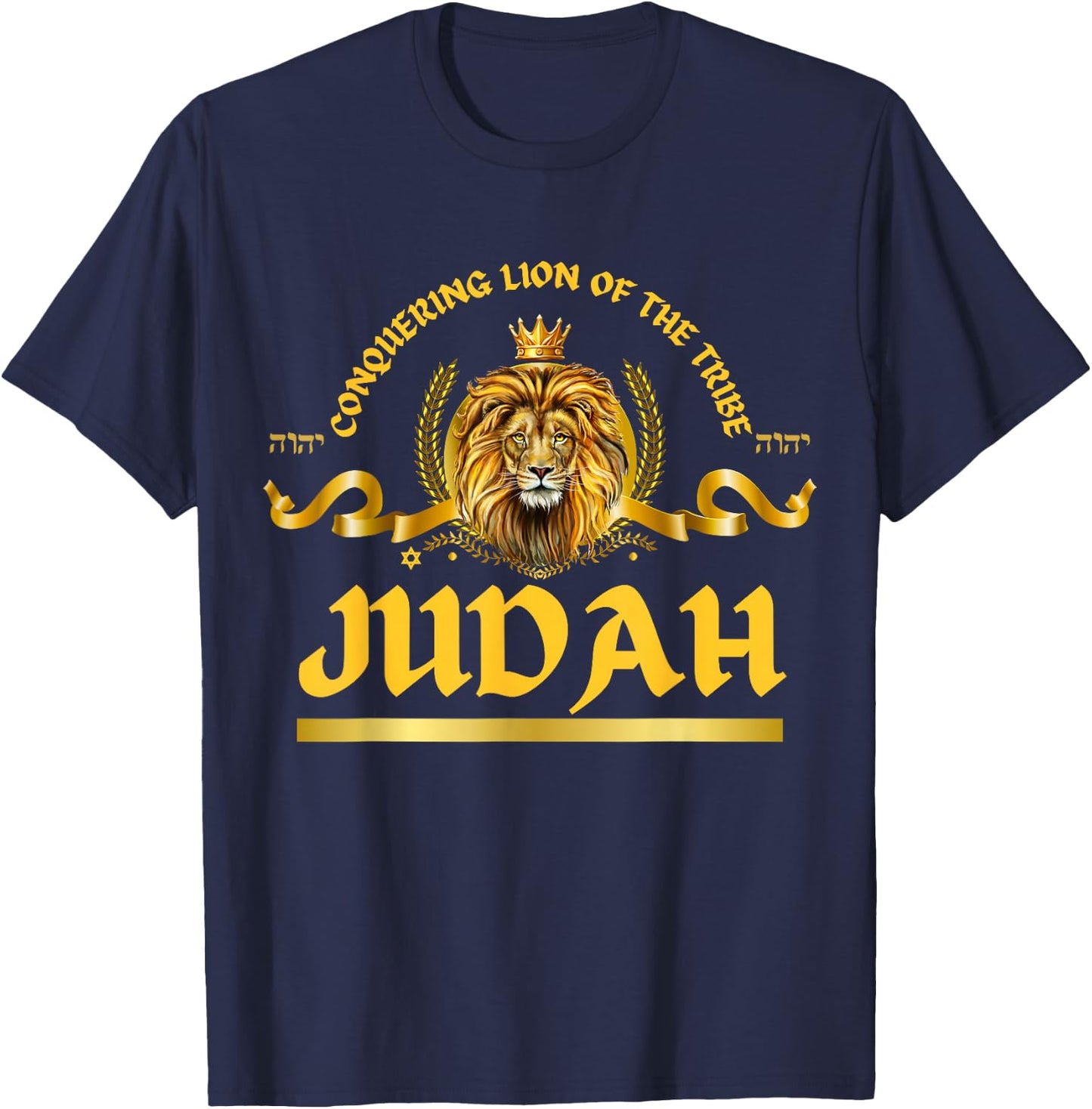 Conquering Lion of The Tribe Judah Yahweh Gifts T-Shirt - T-Shirt | Navy