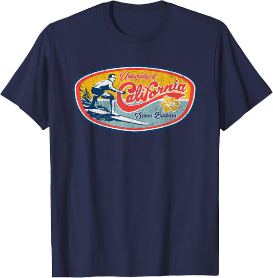 Vintage Retro Surf Style UCSB T-Shirt - T-Shirt | Navy