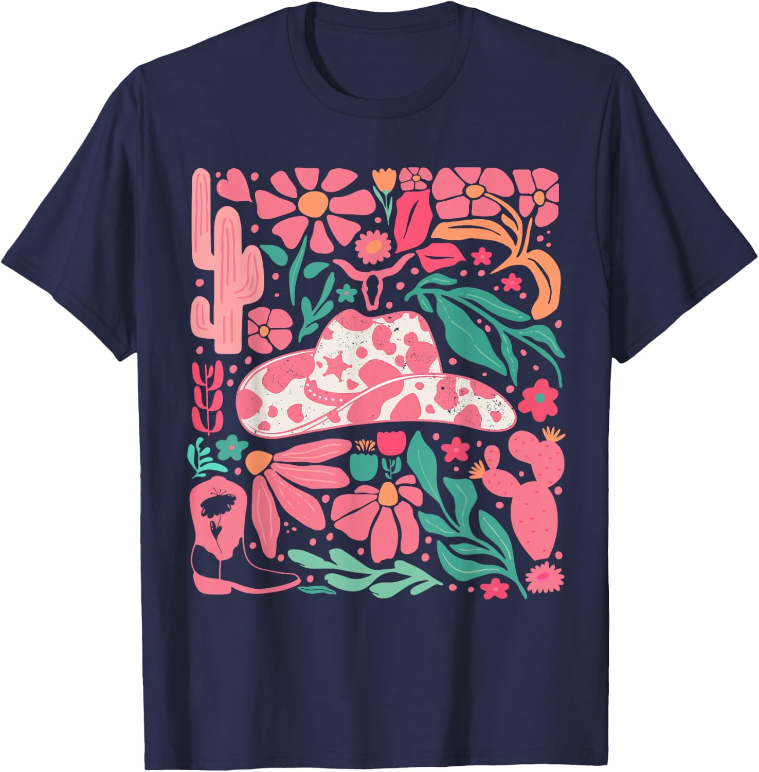 Howdy Southern Western Girl Country Rodeo Cowgirl Vintage T-Shirt - T-Shirt | Navy