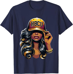 Beautiful Black Educated Girl HBCU T-Shirt - T-Shirt | Navy