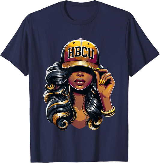 Beautiful Black Educated Girl HBCU T-Shirt - T-Shirt | Navy