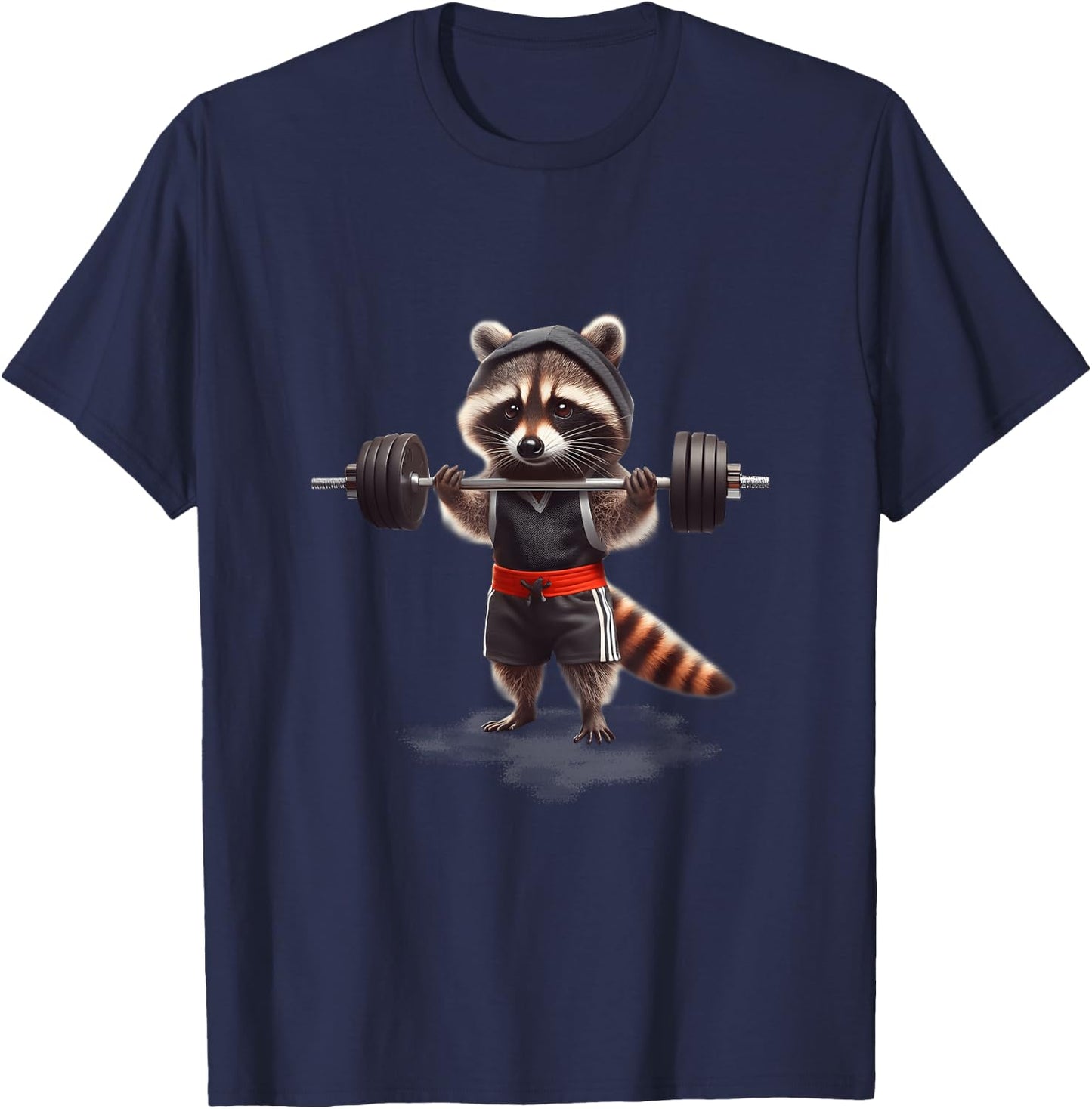 Weightlifting Ripped Raccoon Gym Workout Muscled Raccoon T-Shirt - T-Shirt | Navy