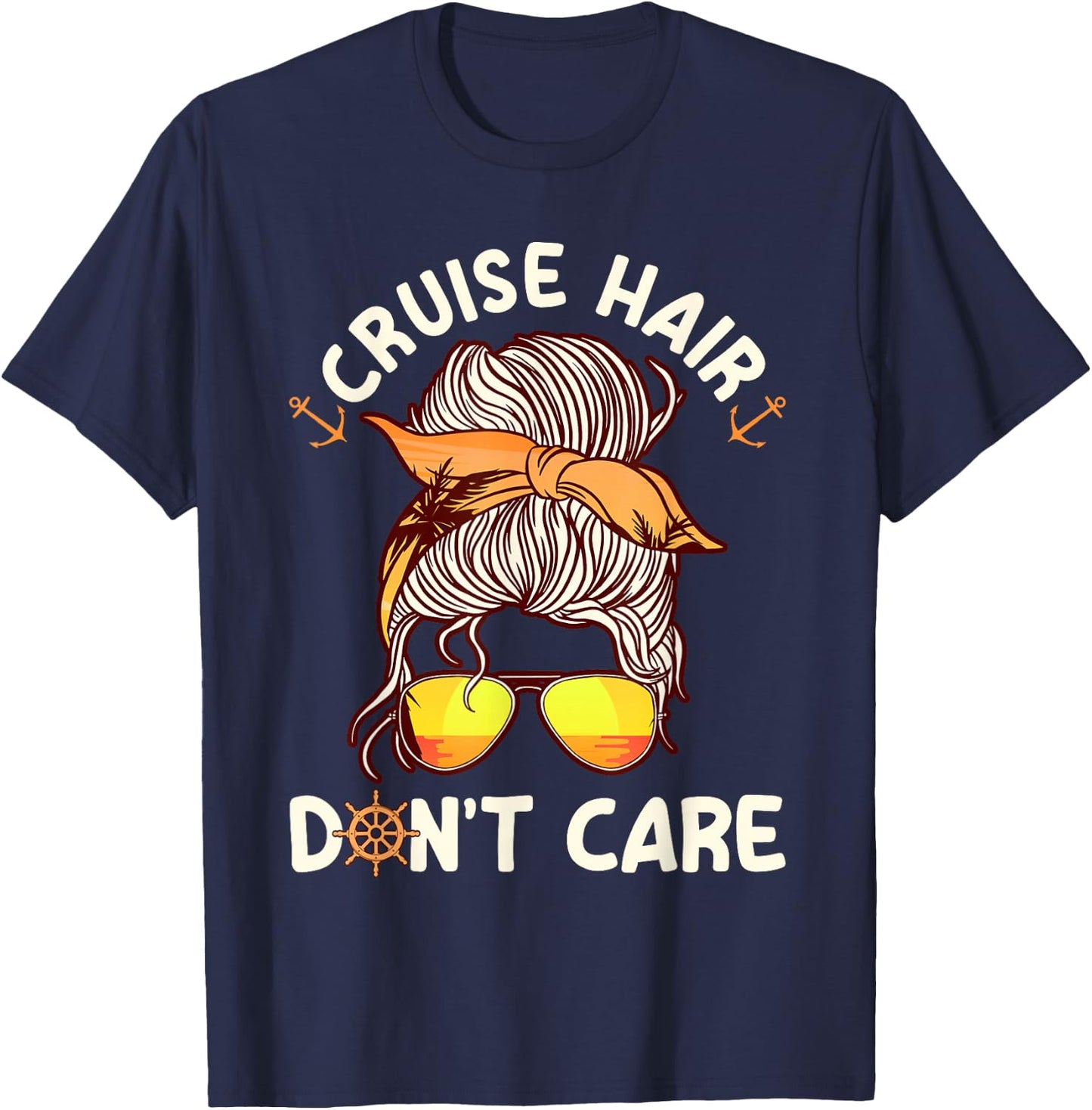 Cruise Hair Don´t Care Funny Cruise , Small, Black T-Shirt - T-Shirt | Navy