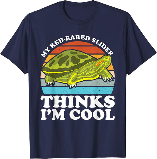 Red Eared Turtle Red Eared Tortoise Red Eared Slider Turtle T-Shirt - T-Shirt | Navy