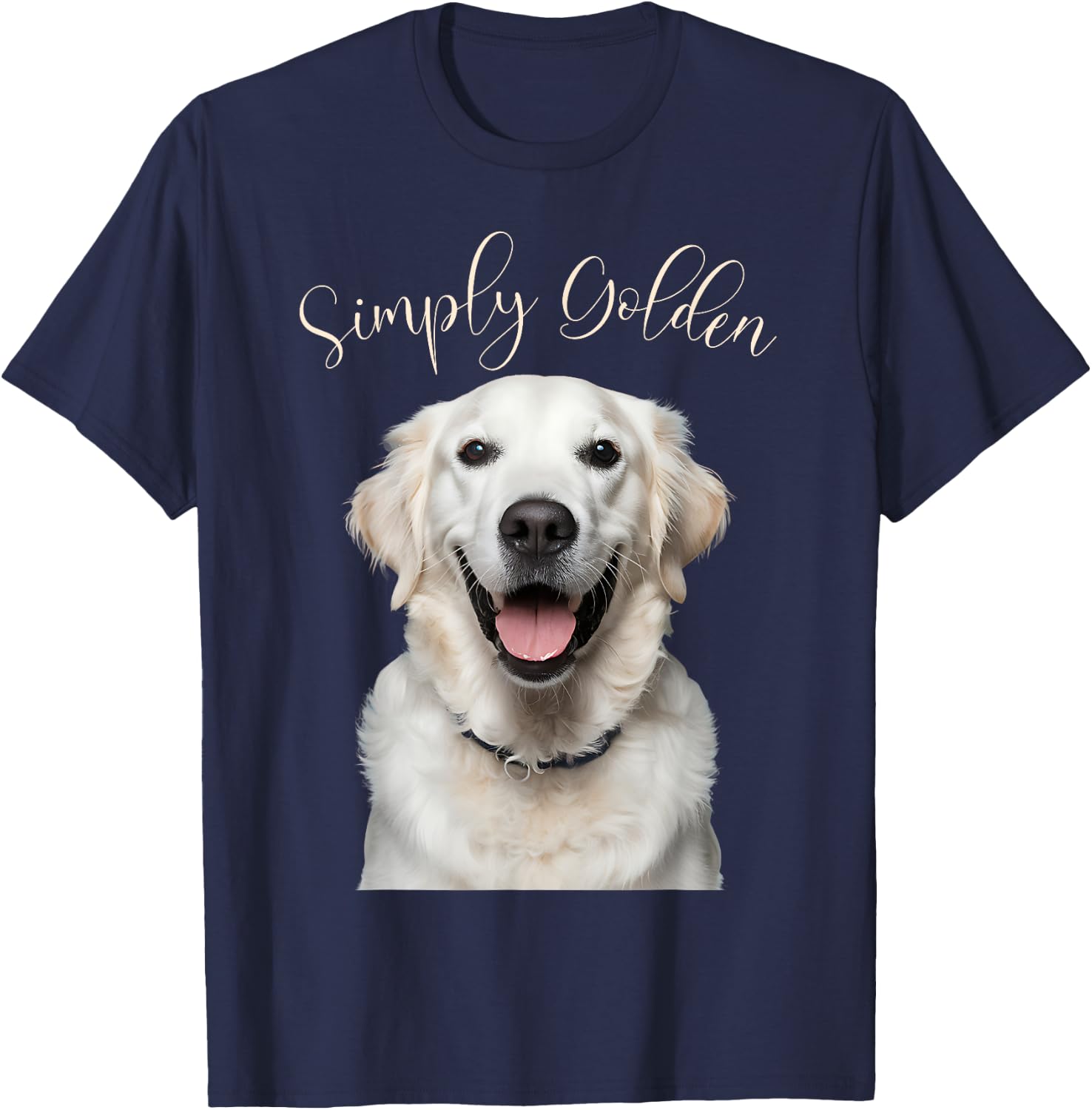 White English Cream Golden Retriever Cute 'Simply Golden' T-Shirt - T-Shirt | Navy
