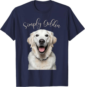 White English Cream Golden Retriever Cute 'Simply Golden' T-Shirt - T-Shirt | Navy