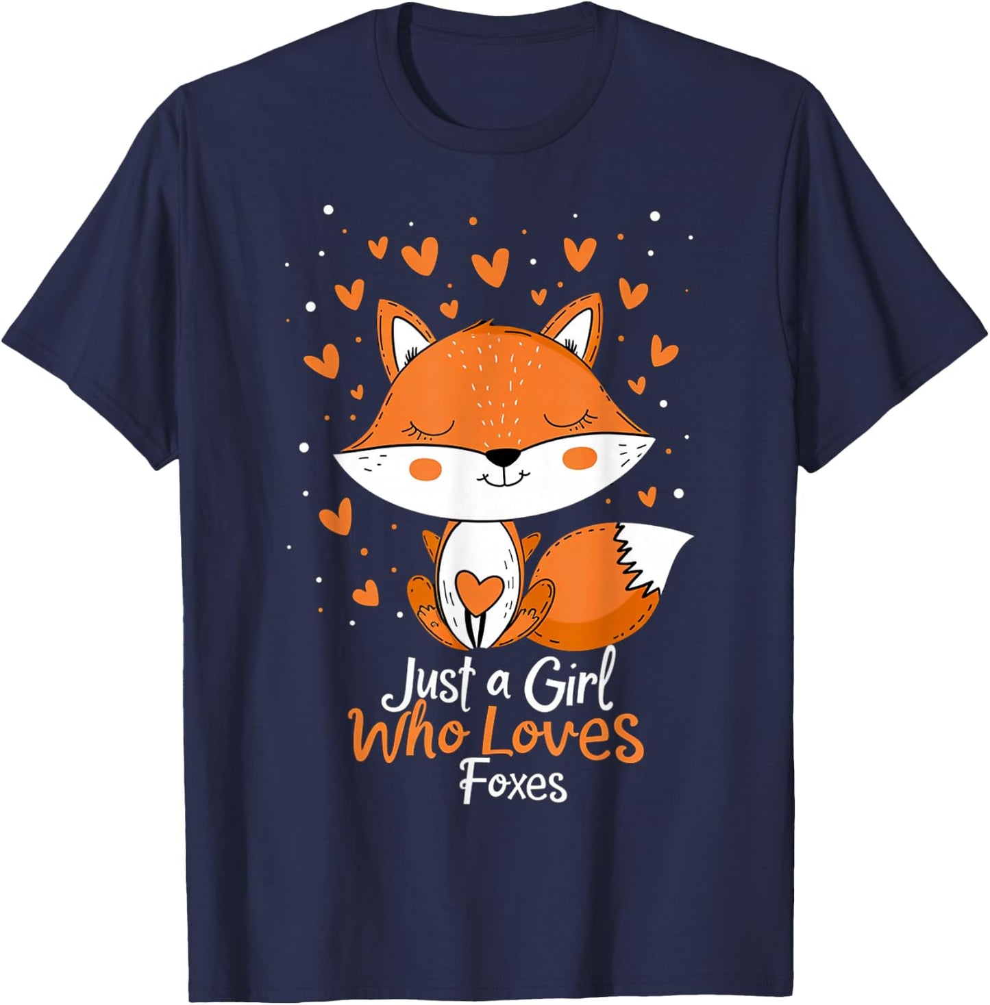 Just a Girl Who Loves Foxes girls women kids Cute Fox Gifts T-Shirt - T-Shirt | Navy