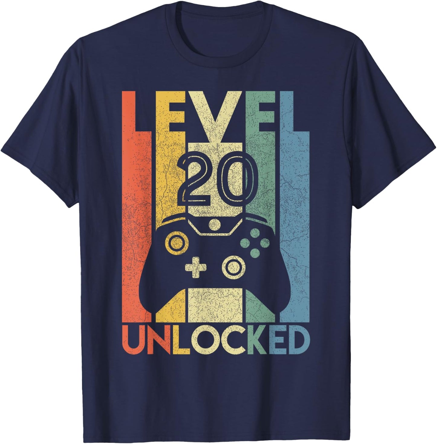 Level 20 Unlocked Shirt Funny Video Gamer 20th Birthday Gift T-Shirt - T-Shirt | Navy