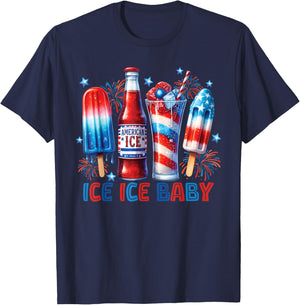 Funny Ice ice baby Cream Cone American flag usa 4th of July T-Shirt - T-Shirt | Navy