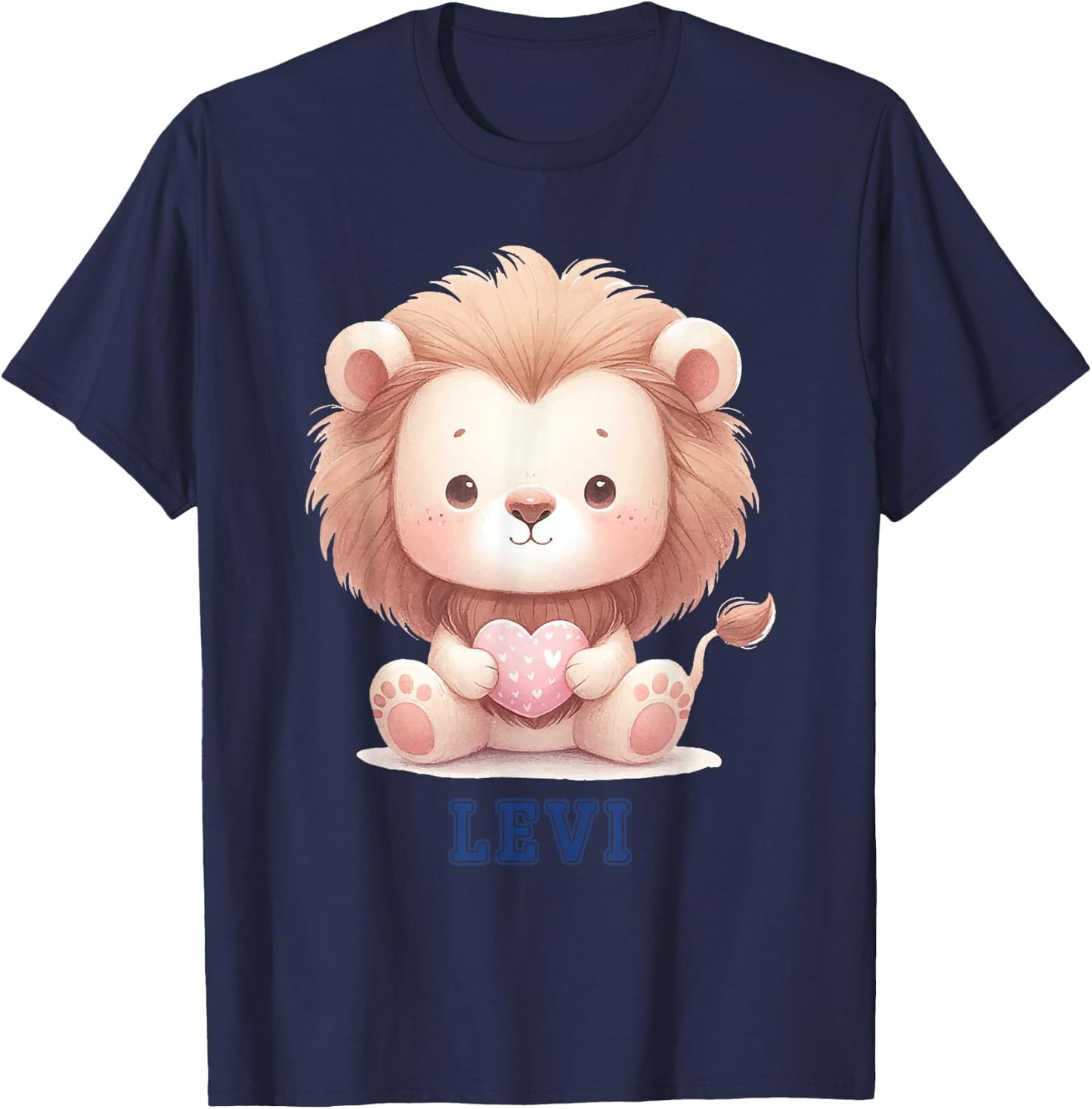 Levi Baby Lion Baby Boy Name T-Shirt - T-Shirt | Navy
