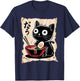 Funny Cat Ramen Noodle Japanese Kawaii Anime Otaku Style T-Shirt - T-Shirt | Navy