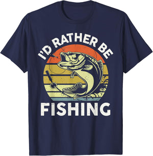 Id Rather Be Fishing-Shirt Men Women Boy Kids Funny Dad T-Shirt - T-Shirt | Navy