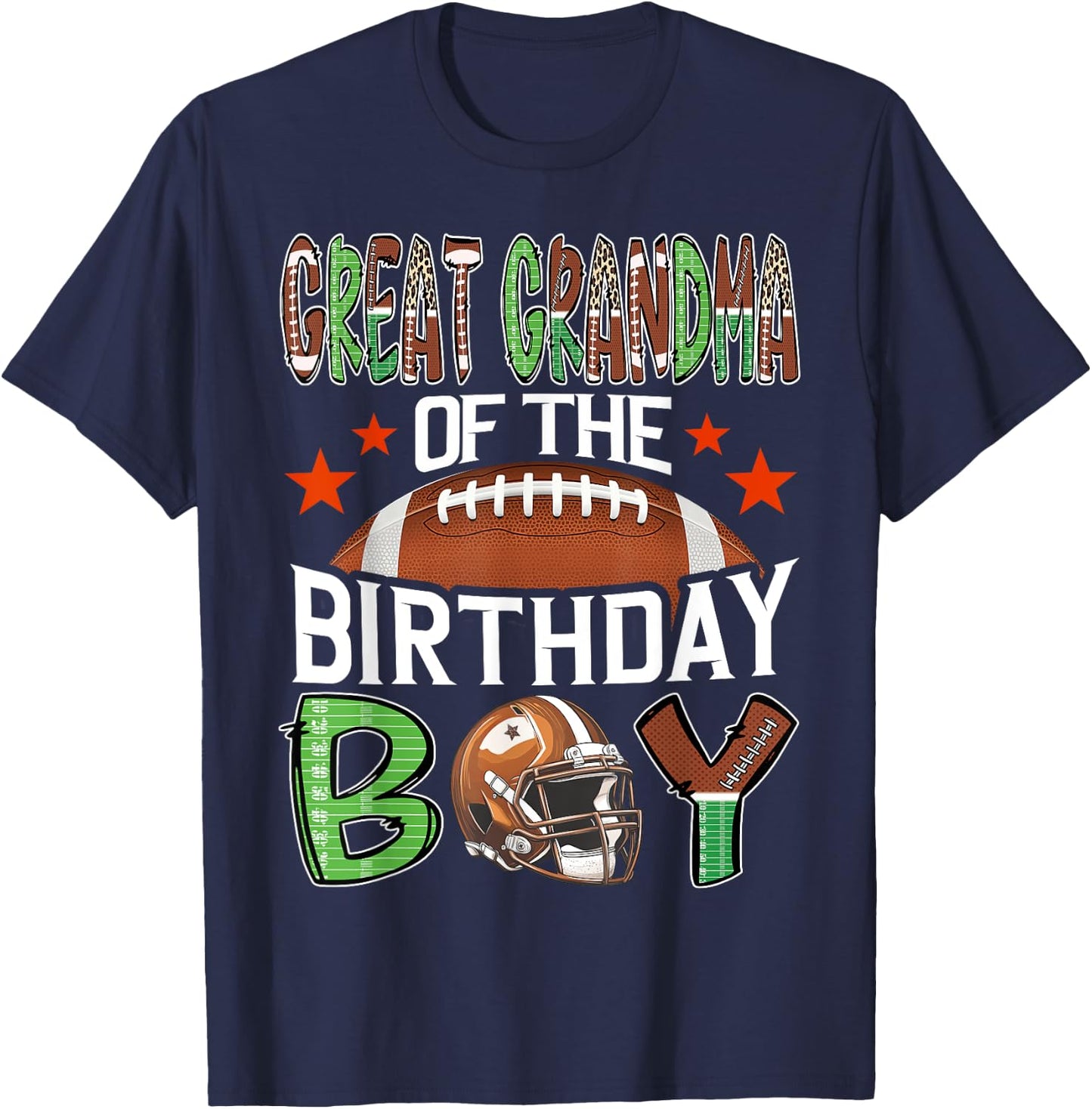 Great Grandma Of The Birthday Boy Game Day Football T-Shirt - T-Shirt | Navy