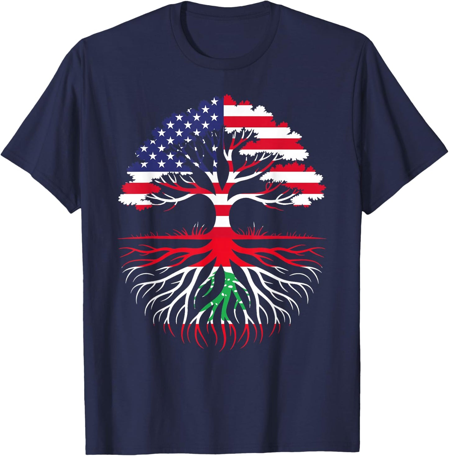 American Grown Lebanese Roots Flag Heritage T-Shirt - T-Shirt | Navy