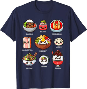 Cute Korean Food Bulgogi Bibimbap Korea Lover Kawaii T-Shirt - T-Shirt | Navy