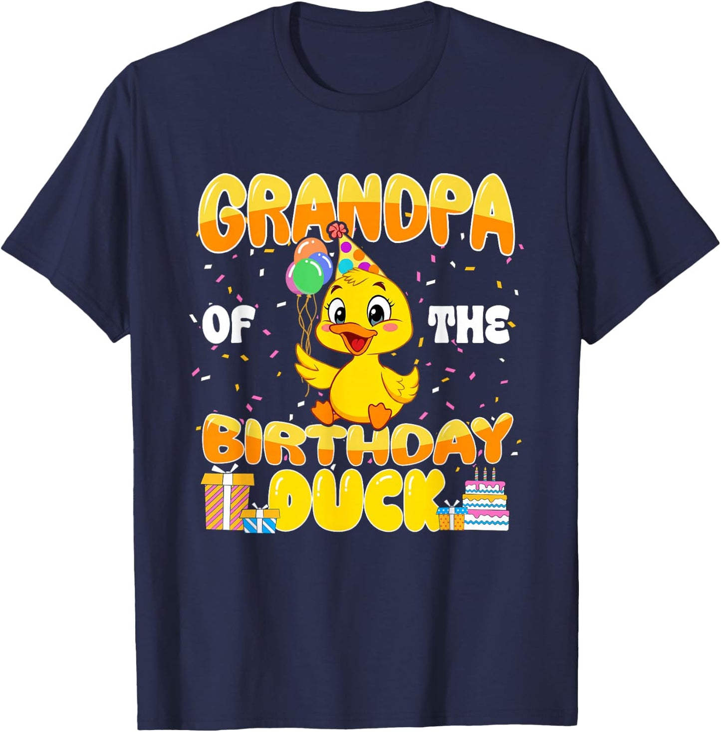 Grandpa of The Birthday Duck Boy Rubber Duck Bday Family T-Shirt - T-Shirt | Navy