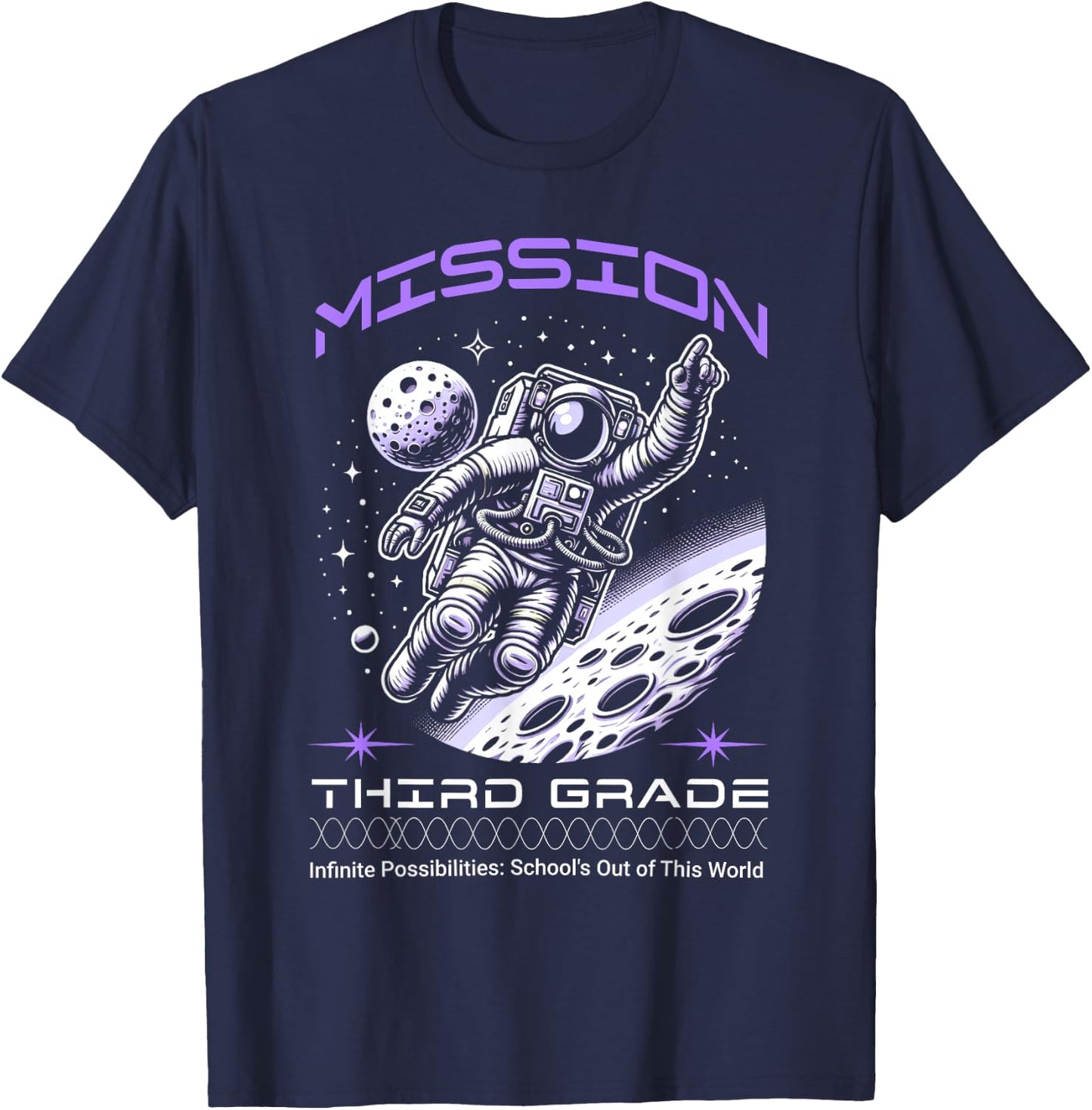 Third Grade Back To School Space Rocket Astronaut T-Shirt - T-Shirt | Navy