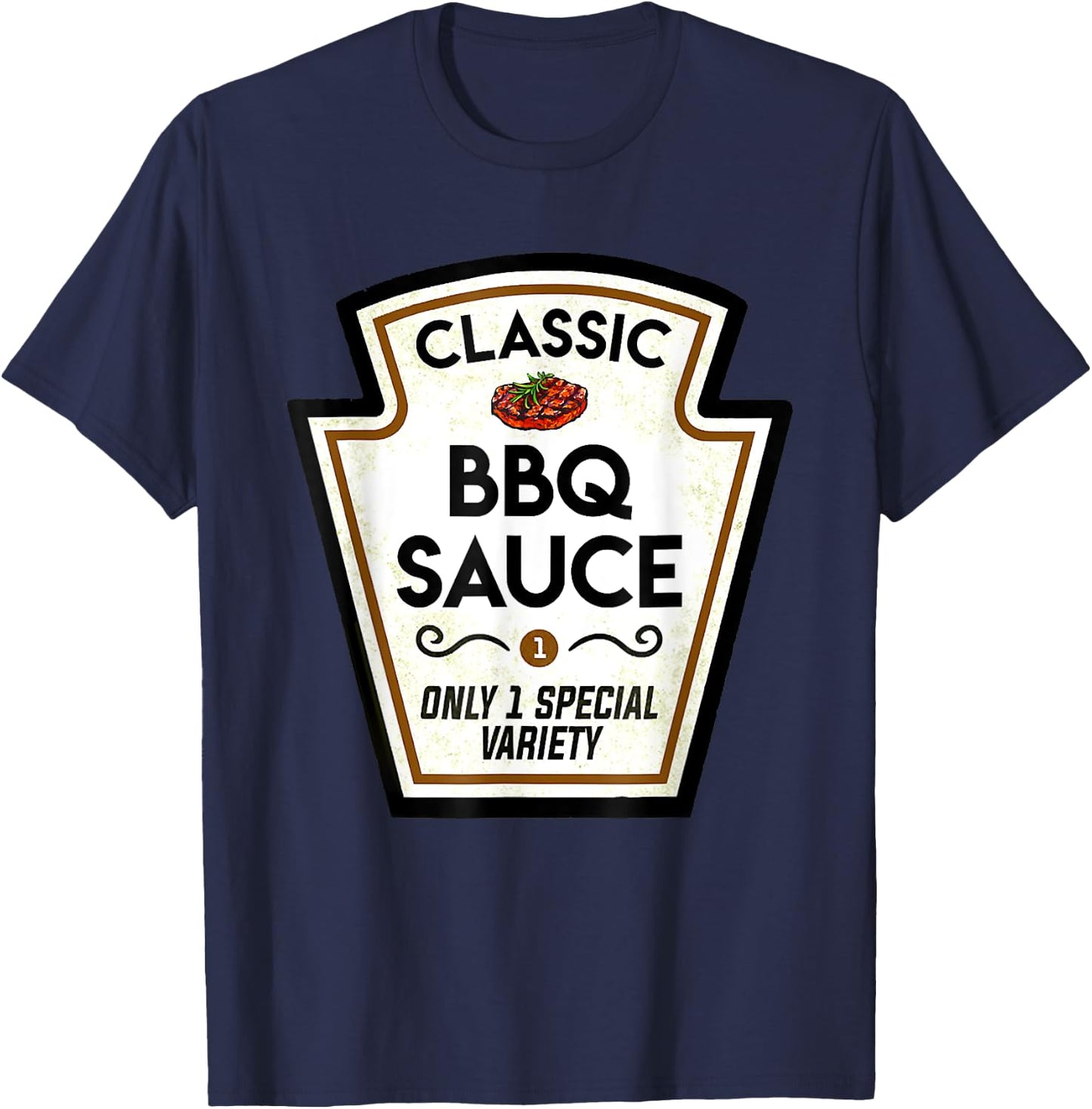 Barbecue BBQ Sauce Bottle Label Halloween Matching Costume T-Shirt - T-Shirt | Navy