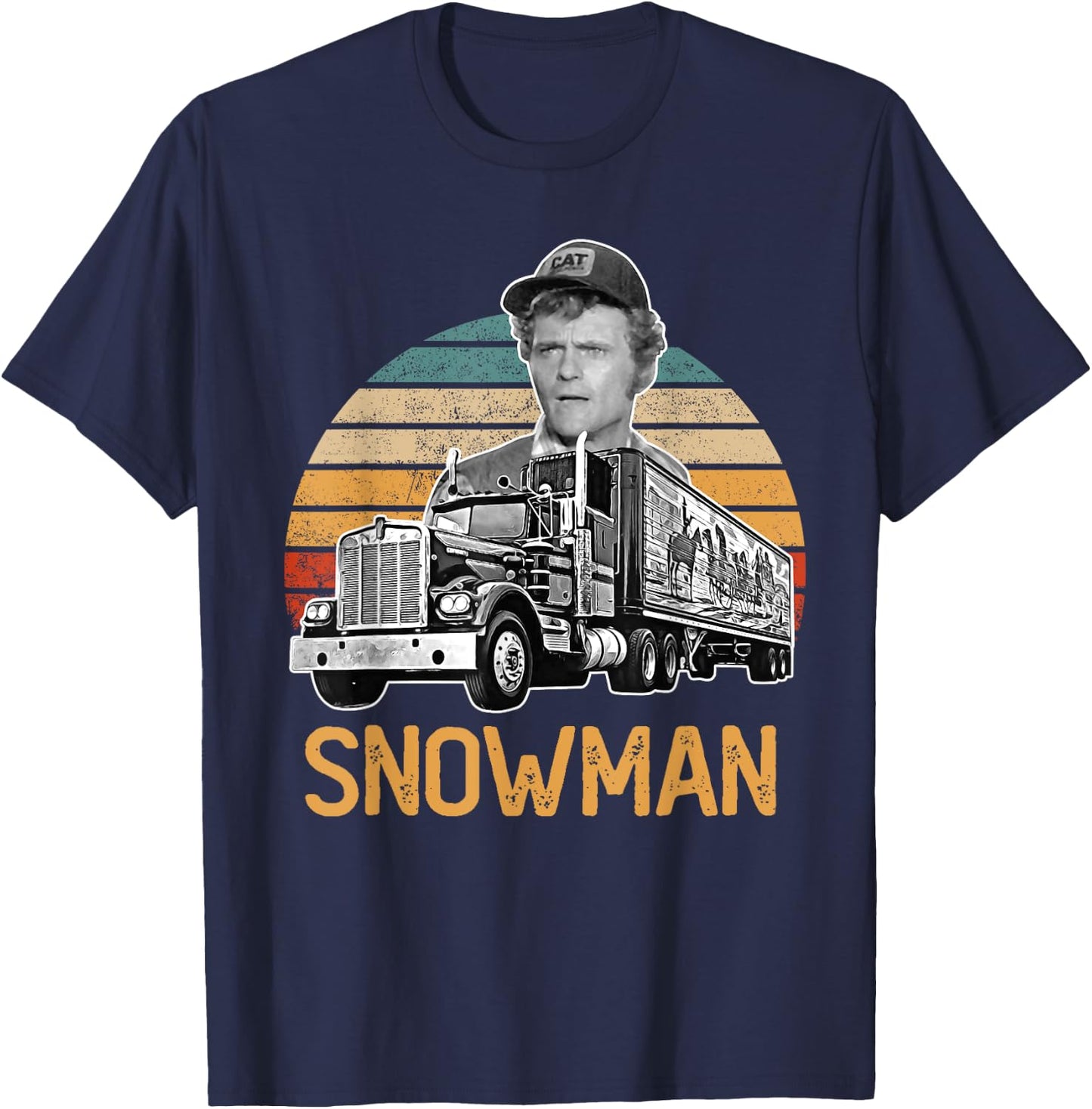 Funny Snowman Sunset Vintage Movies Funny Big Trucks T-Shirt - T-Shirt | Navy