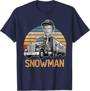 Funny Snowman Sunset Vintage Movies Funny Big Trucks T-Shirt - T-Shirt | Navy
