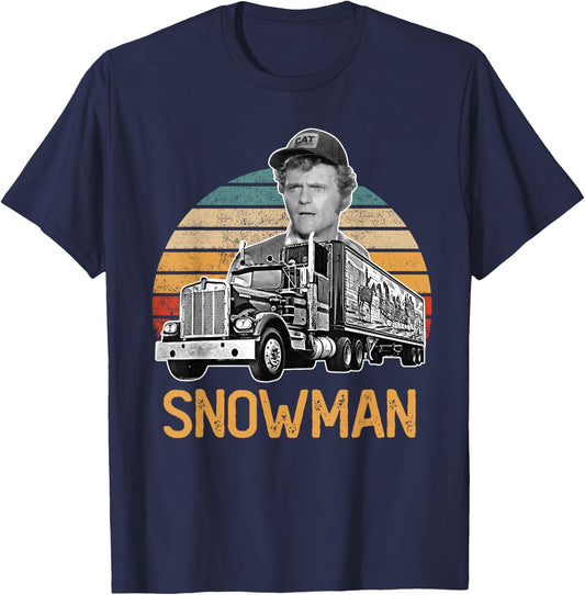 Funny Snowman Sunset Vintage Movies Funny Big Trucks T-Shirt - T-Shirt | Navy