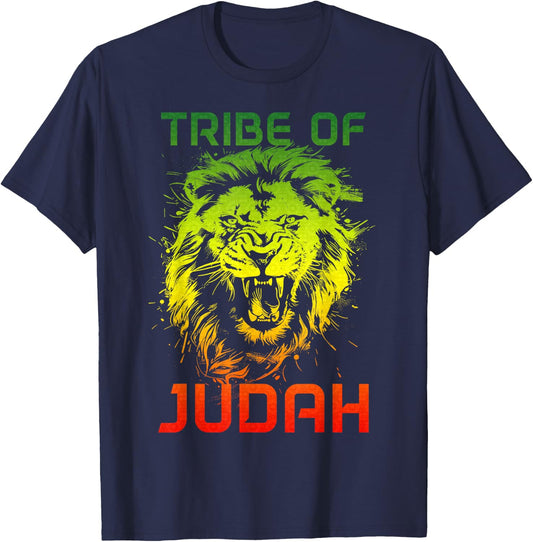 Lion Of Judah Tribe Hebrew Israelite Reggae African YHWH T-Shirt - T-Shirt | Navy