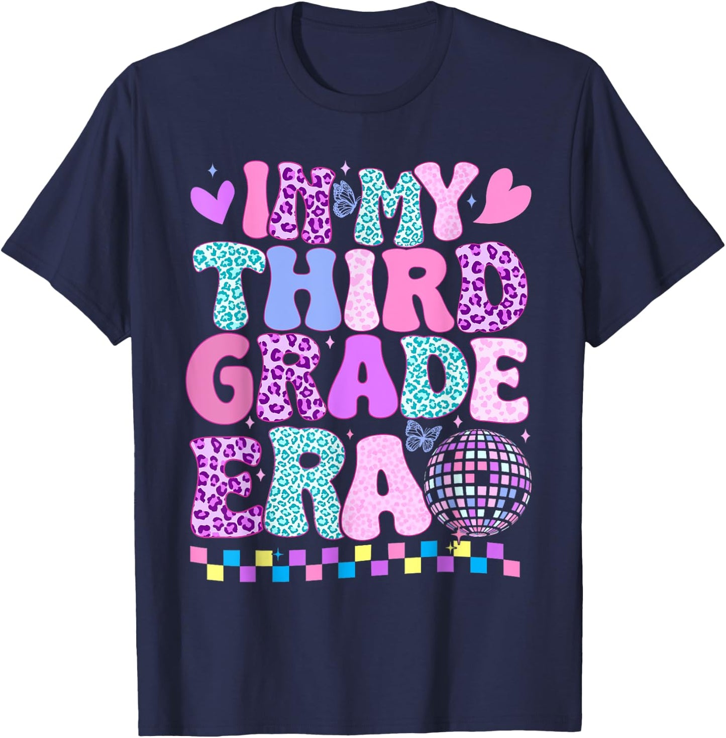 In My Third Grade Era Groovy Back To School Teachers Kids T-Shirt - T-Shirt | Navy