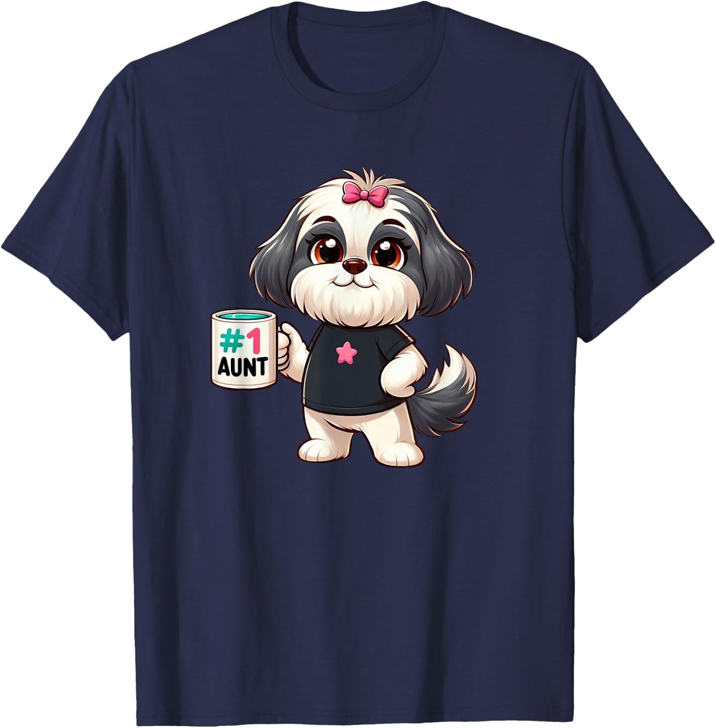 Shih Tzu Aunt Dog Funny Family T-Shirt - T-Shirt | Navy