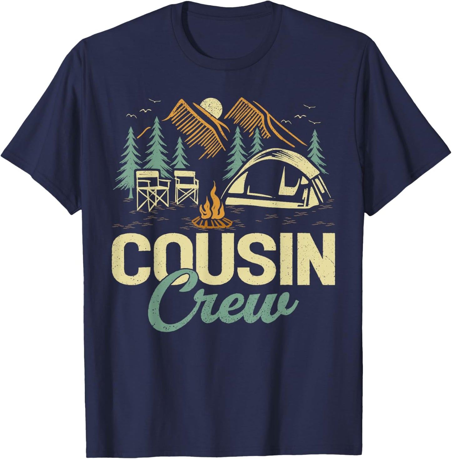 Adventure Mountain Camper Cousin Crew Camping T-Shirt - T-Shirt | Navy