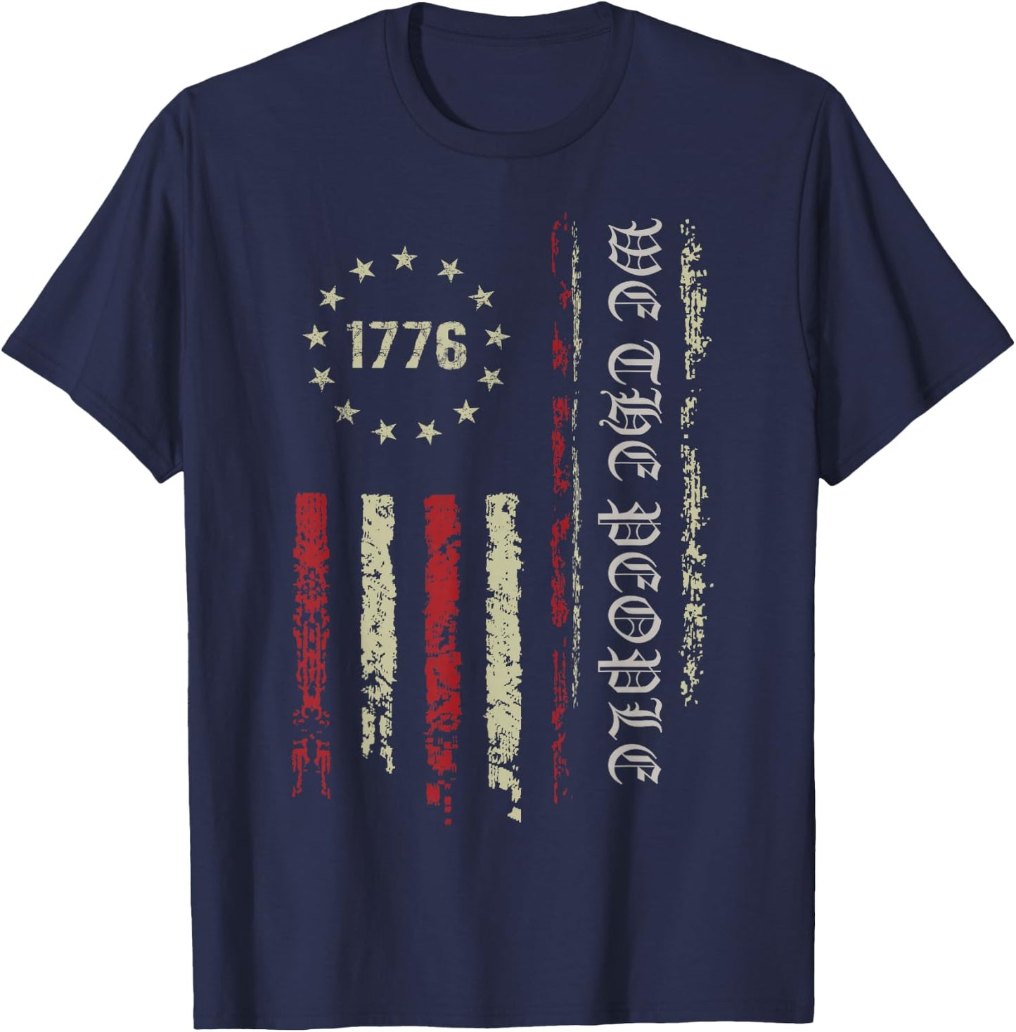 We The People 4th of July American 1976 Vintage USA Flag T-Shirt - T-Shirt | Navy