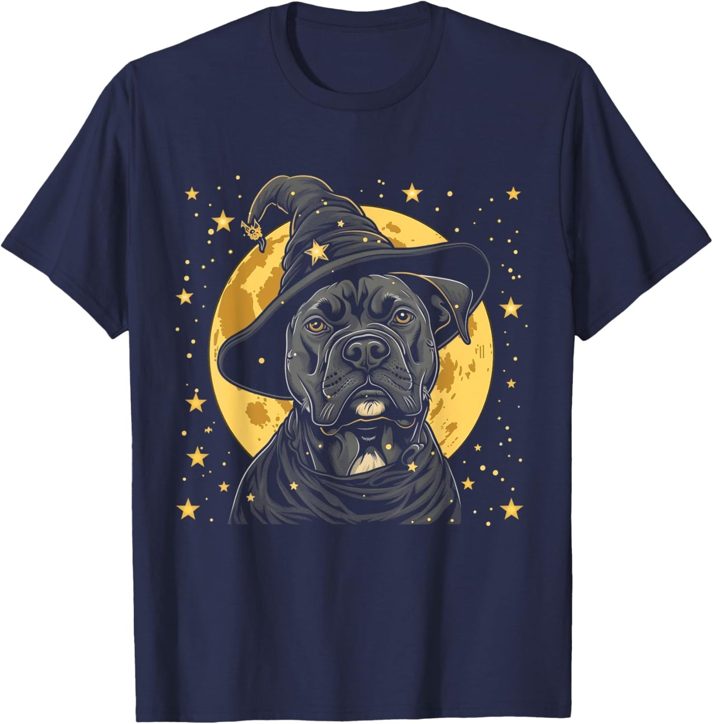 Pitbull Halloween Dog Wizard Hat Funny Cute Witch Costume T-Shirt - T-Shirt | Navy