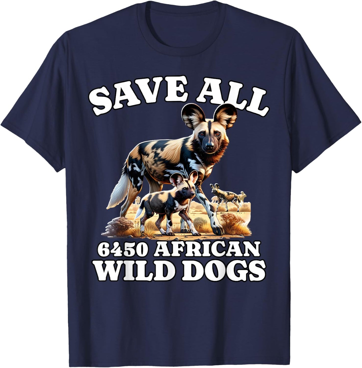 Save African Wild Dog T-Shirt - T-Shirt | Navy