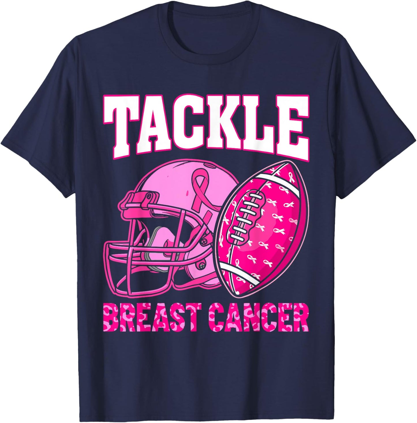 Tackle Breast Cancer Awareness American Football Women Kids T-Shirt - T-Shirt | Navy