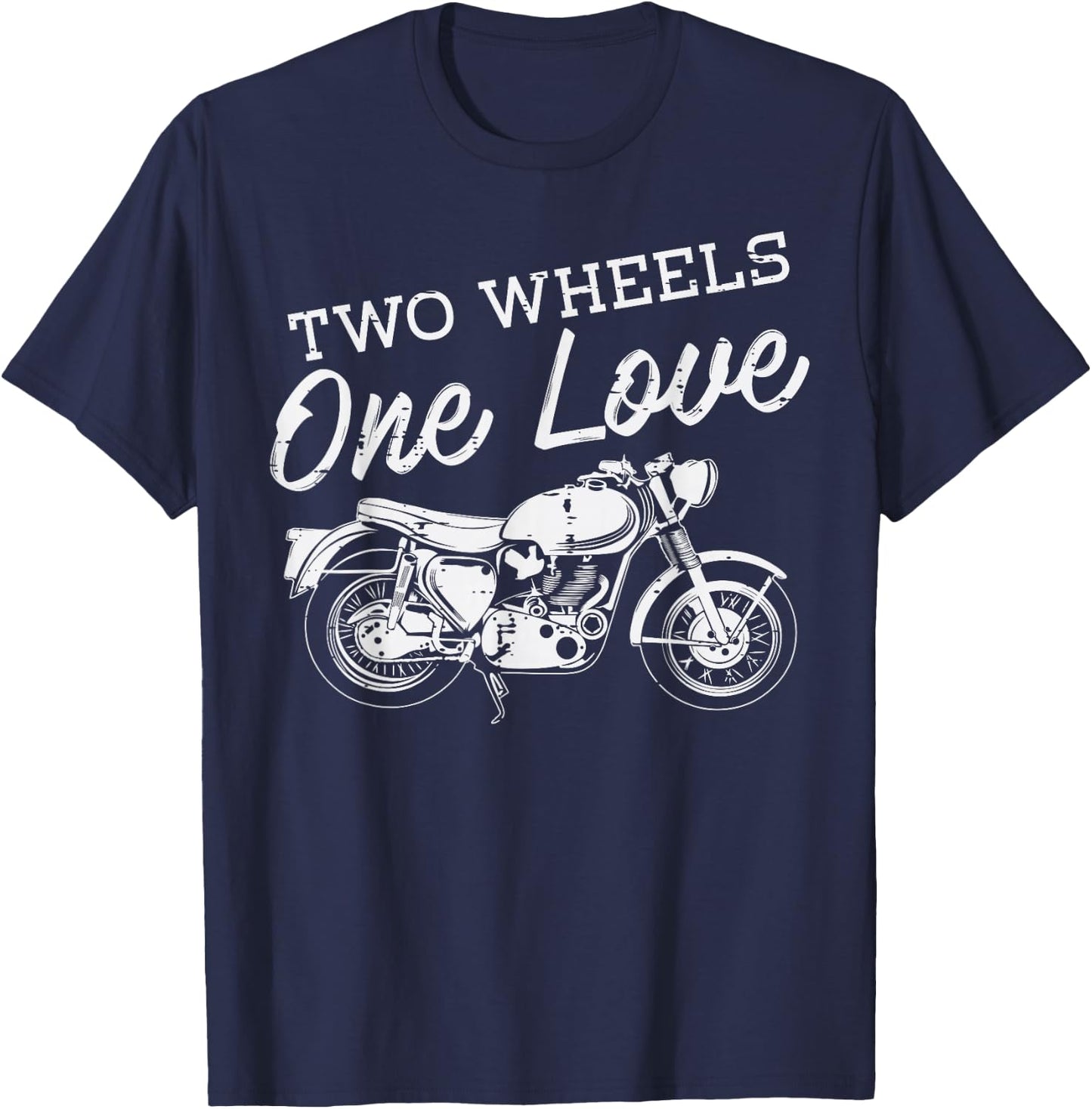 Biker 2 Wheels 1 Love Motorcycle Motorbike Men Women Kids T-Shirt - T-Shirt | Navy