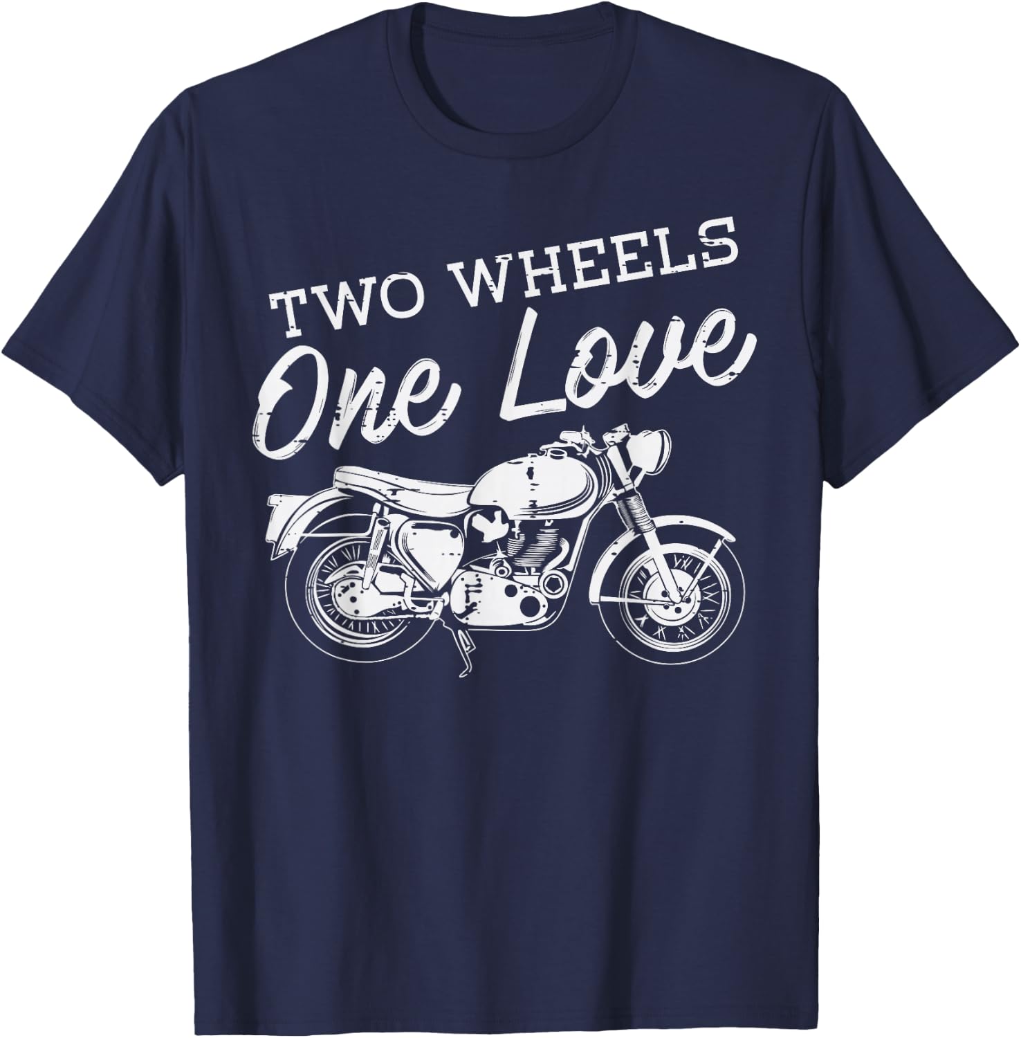 Biker 2 Wheels 1 Love Motorcycle Motorbike Men Women Kids T-Shirt - T-Shirt | Navy