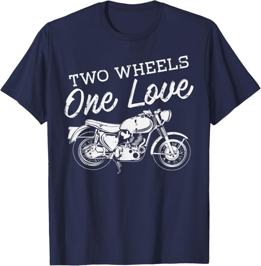 Biker 2 Wheels 1 Love Motorcycle Motorbike Men Women Kids T-Shirt - T-Shirt | Navy