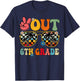 Peace Out 6th Grade Retro Groovy Summer Sunglasses Kids T-Shirt - T-Shirt | Navy