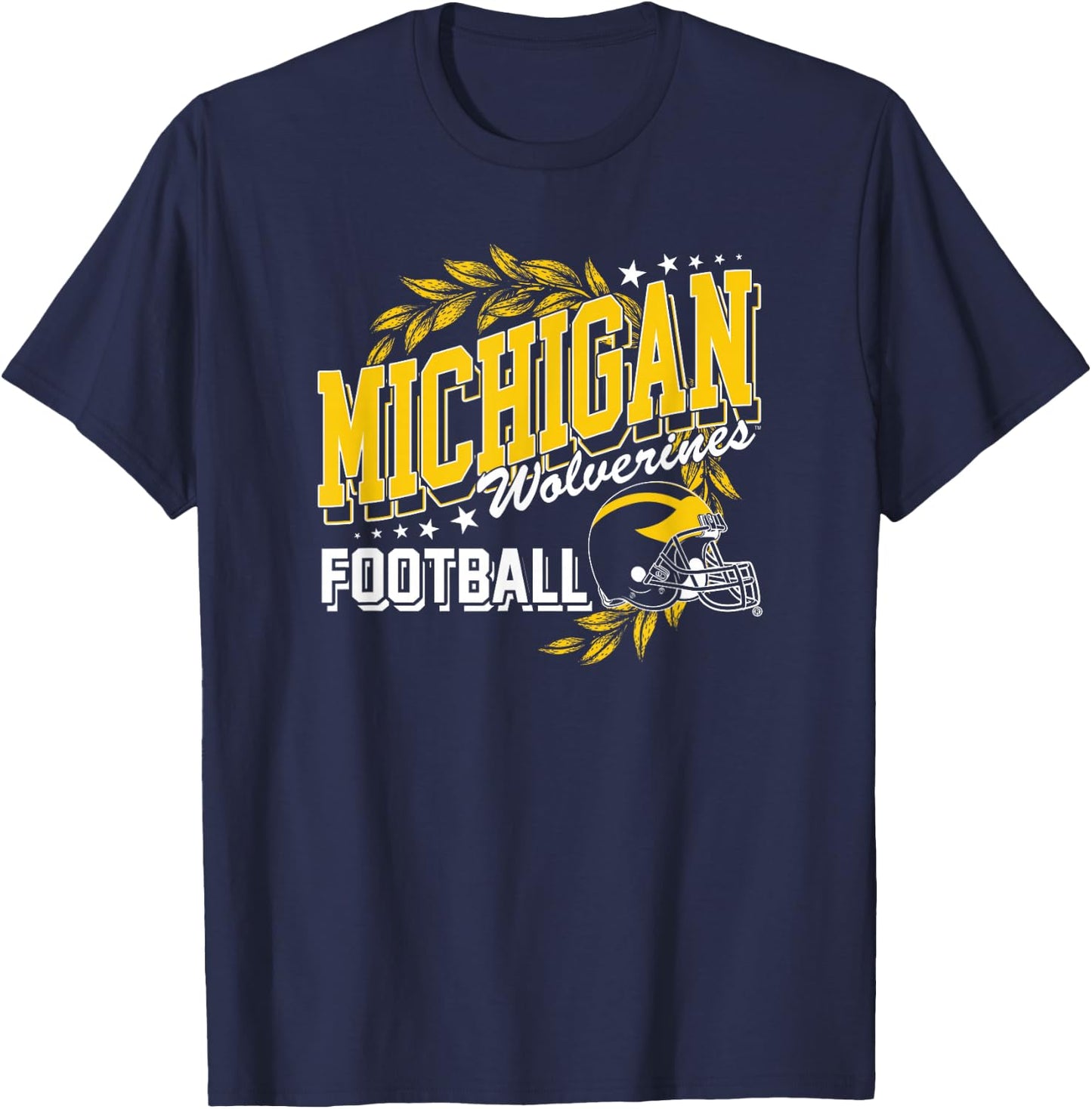 University of Michigan Wolverines U of M Football Laurels T-Shirt - T-Shirt | Navy