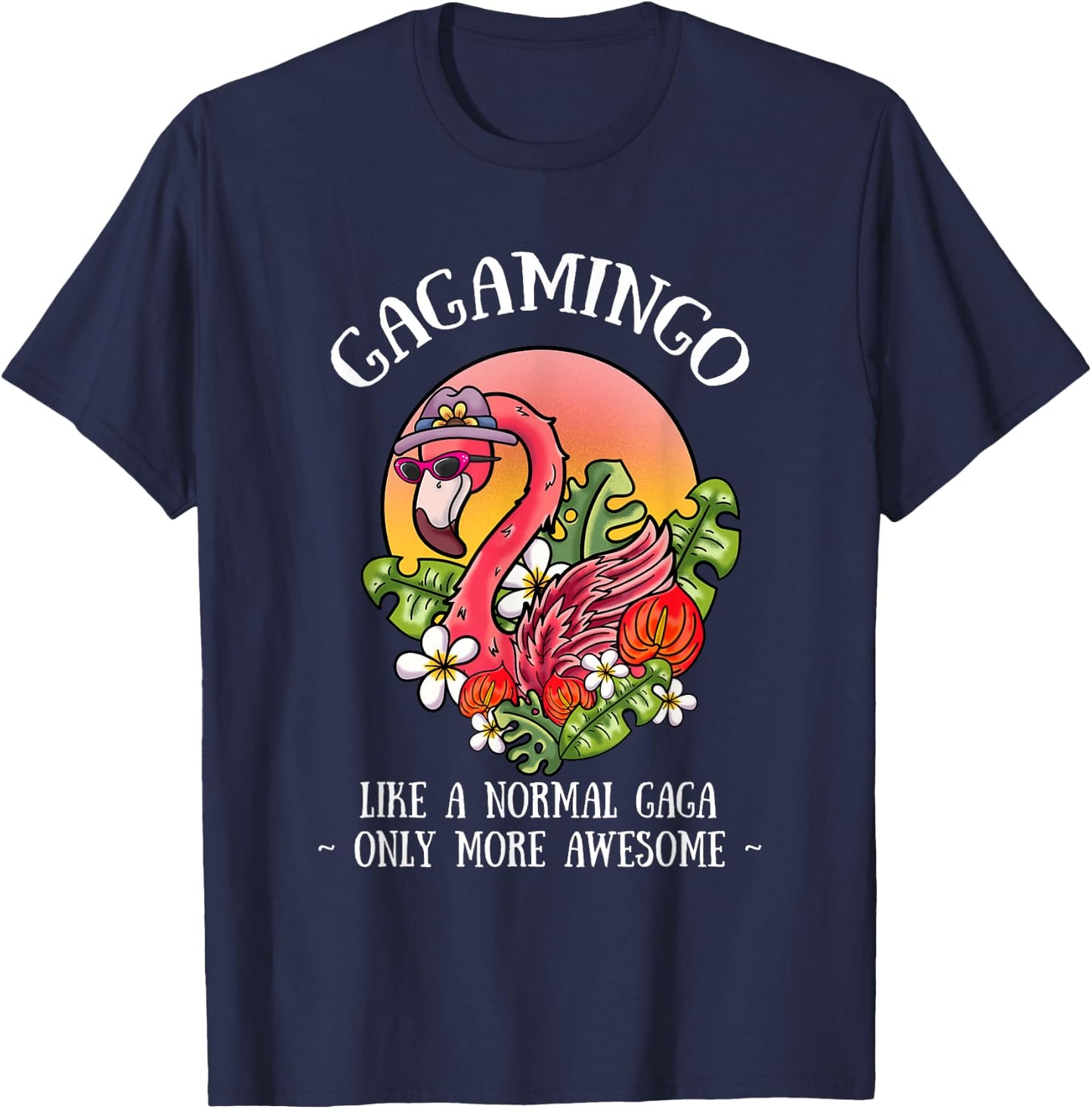 Gagamingo Gaga Flamingo Lover Grandma Grandmother Grandmom T-Shirt - T-Shirt | Navy