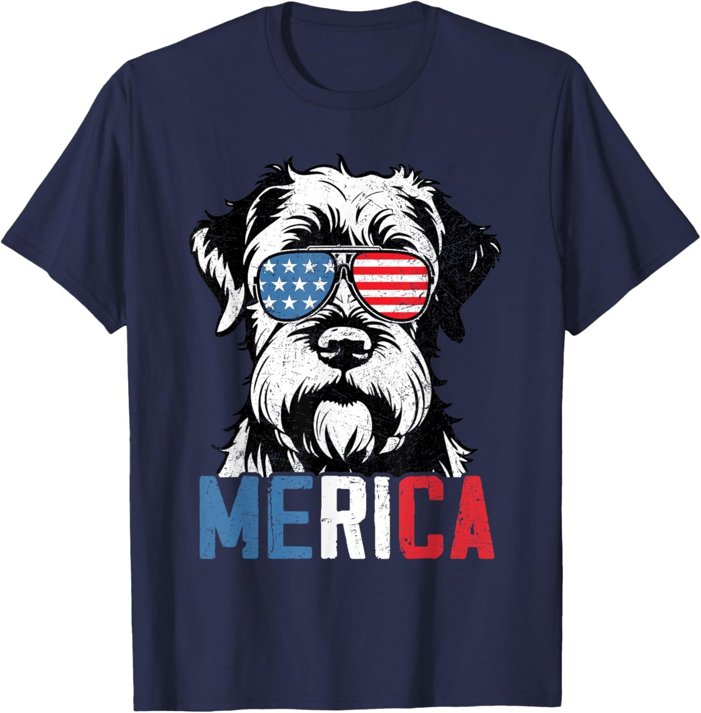 Patriotic Giant Schnauzer Dog Merica 4th Of July Funny T-Shirt - T-Shirt | Navy