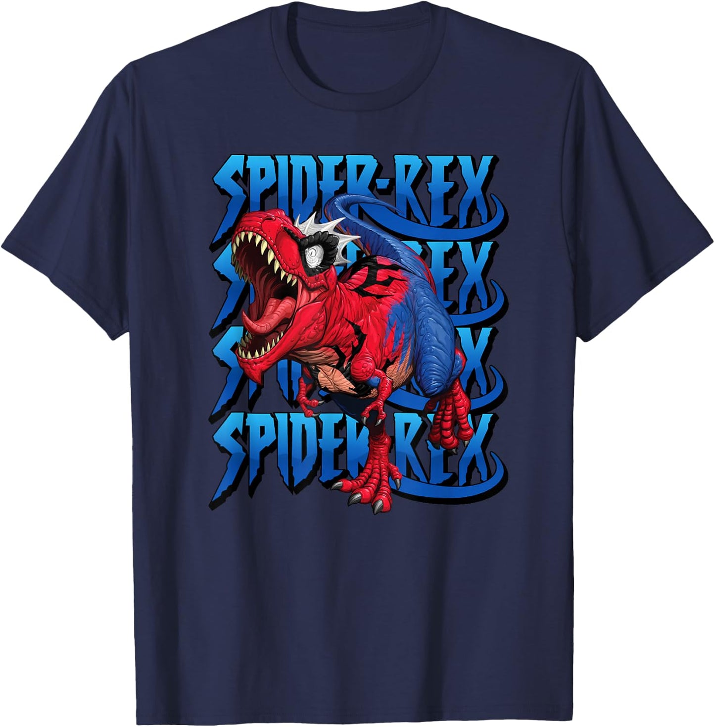 Marvel Spider-Rex Dinosaur Run Logo Stack T-Shirt - T-Shirt | Navy