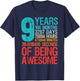 9 Years Old 108 Months Nine Birthday Boys Girls Kids Retro T-Shirt - T-Shirt | Navy