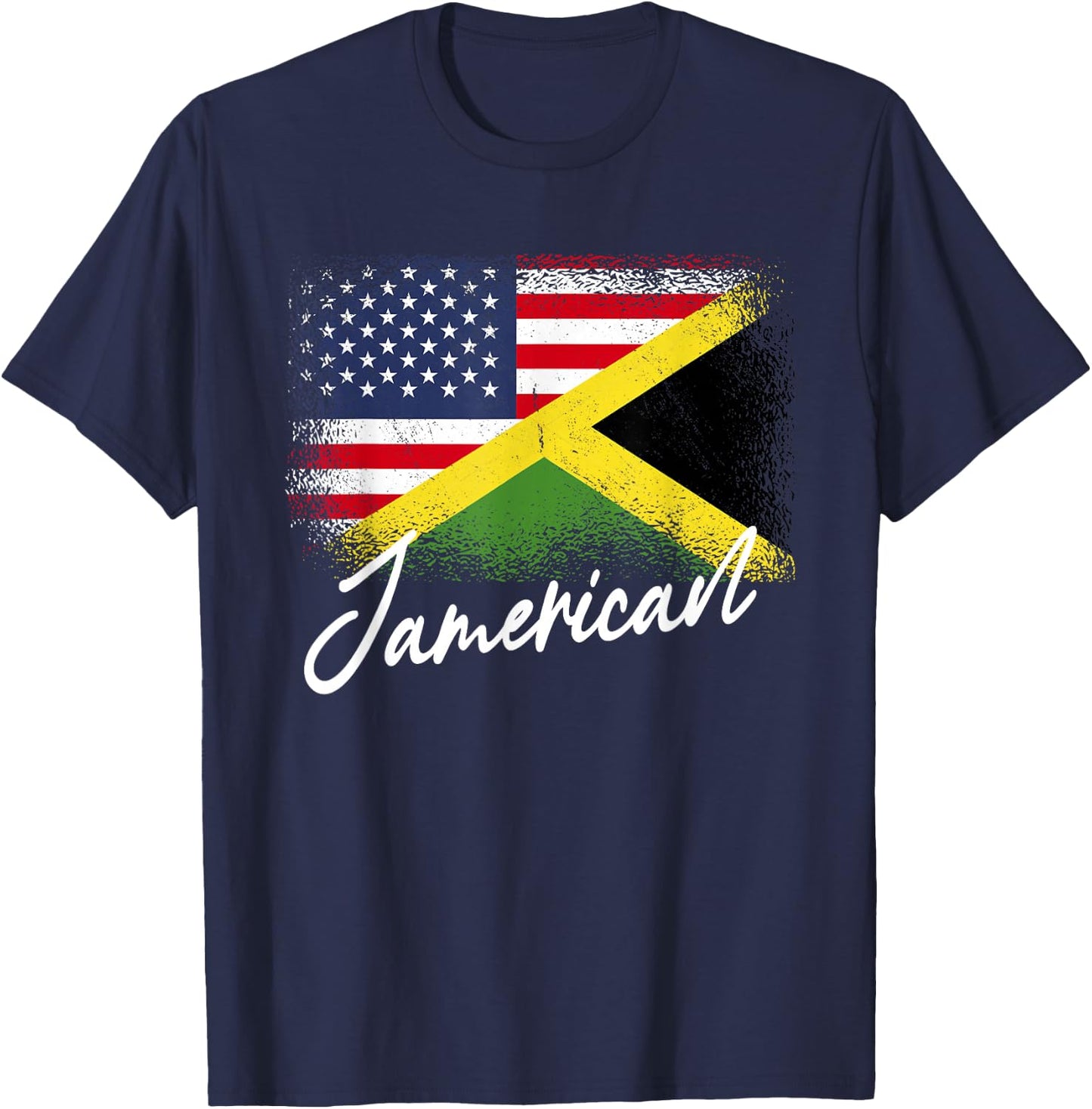 Jamerican - American Jamaican Roots America Jamaica Flag T-Shirt - T-Shirt | Navy